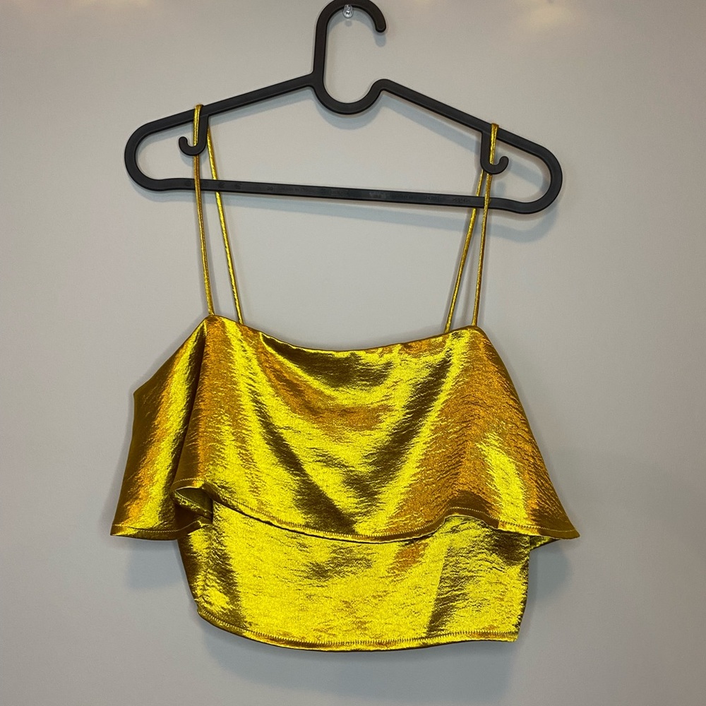 Silence + Noise Urban Outfitters gold crop top